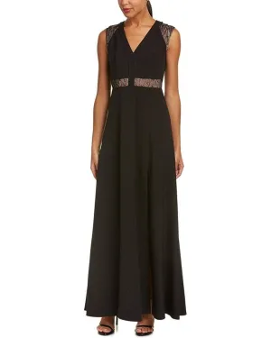 Aidan Mattox - MN1E201092 Lace Paneled Cap Sleeve Crepe A-line Gown