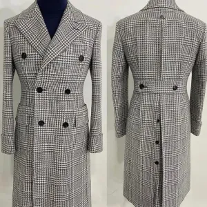 Aidase British Style Woolen Men Double Breasted Peaked Overcoat Business Autumn Winter Long Coats Custom Made Only Coat