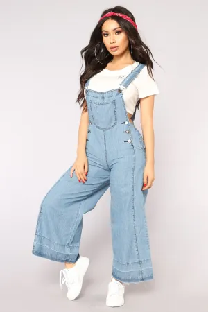 Annalise Culotte Denim Overalls - Medium Blue Wash