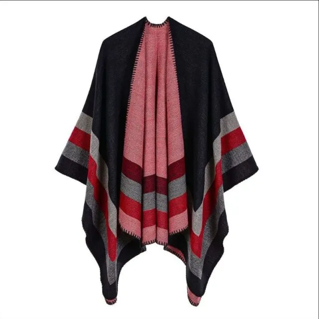 Ashoreshop Striped Cashmeres Cloak Women Capes Coats 2022