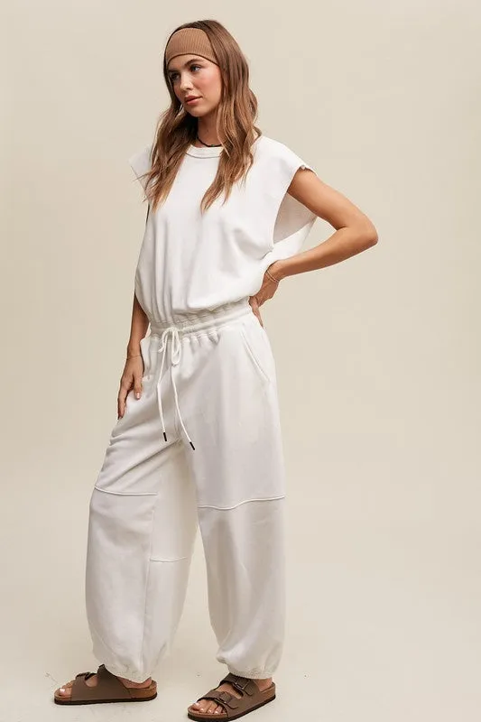 Athleisure French Terry Loose Jogger Jumpsuit