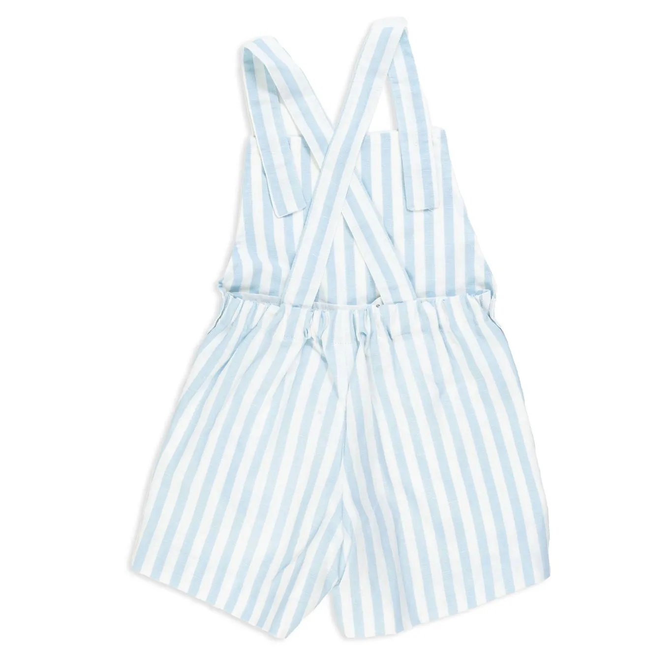 Baby Blue Linen Stripe Shortalls