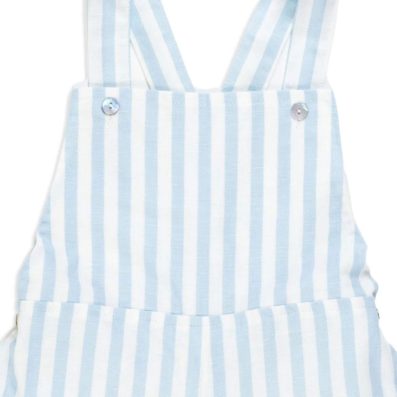 Baby Blue Linen Stripe Shortalls