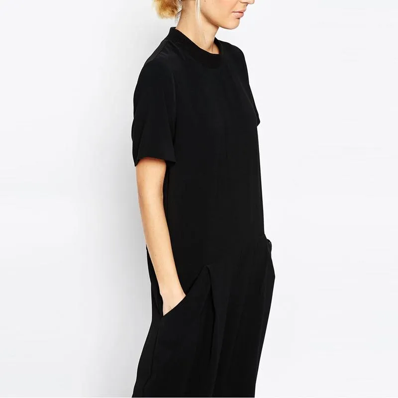 Black Casual Bib Overall