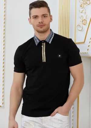 Black Gold Greca Motif Polo