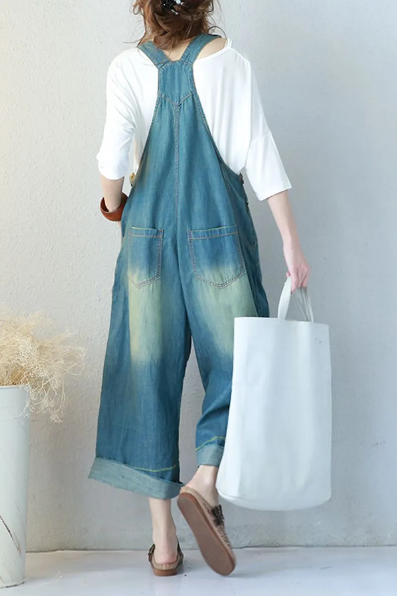 Blue Jeans Trousers Casual Loose Overalls Spring Jumpsuit For Women