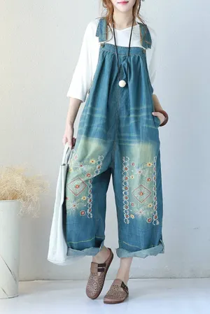 Blue Jeans Trousers Casual Loose Overalls Spring Jumpsuit For Women