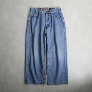 blue wide silhouette denim pants