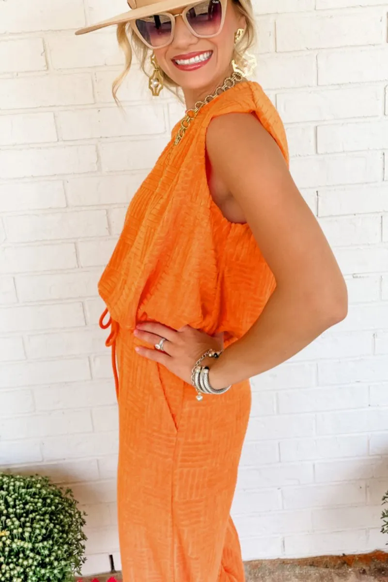 Burnt Orange Tank Top and Wide Leg Pants Set