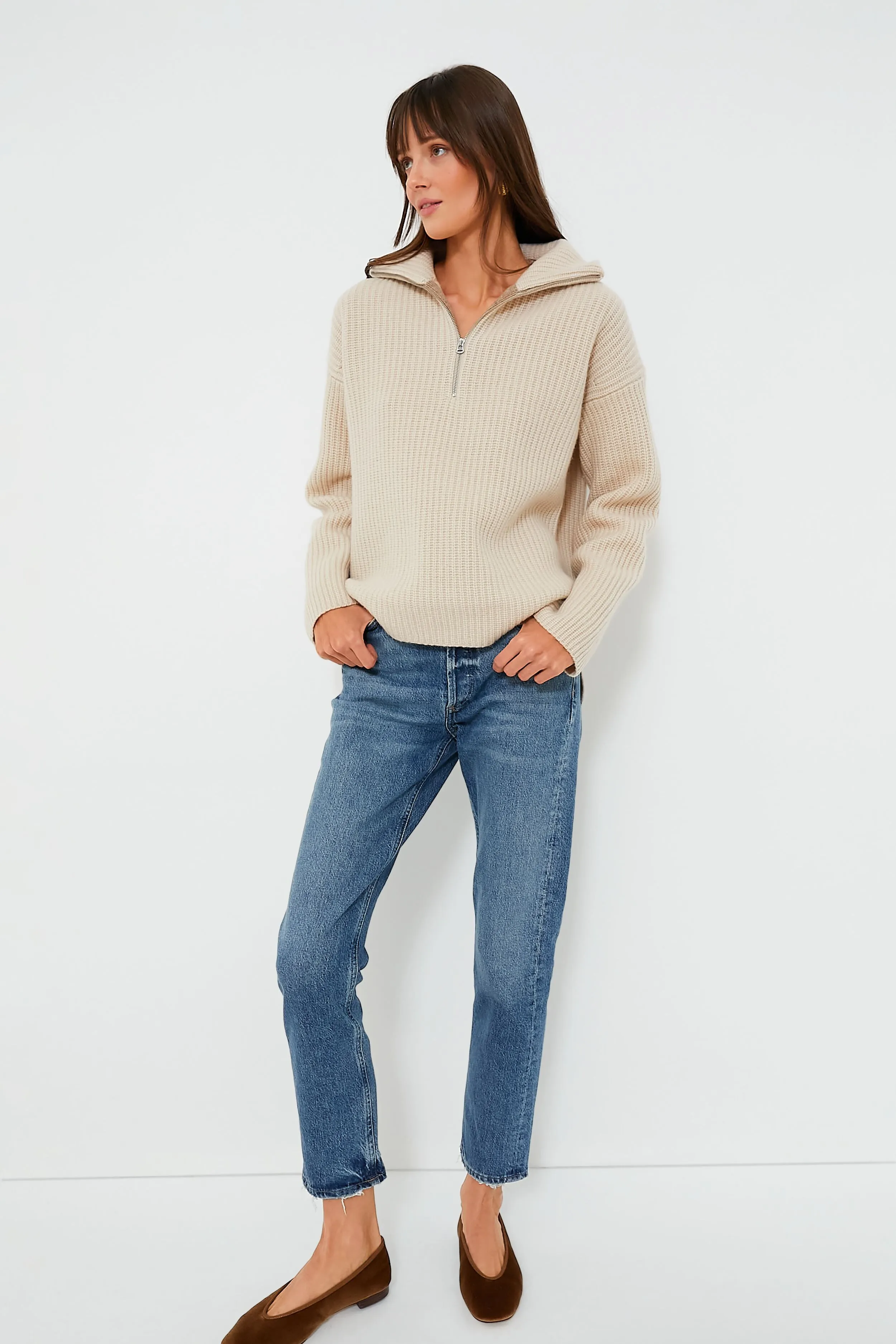 Buttermilk Felix Zip Merino Sweater