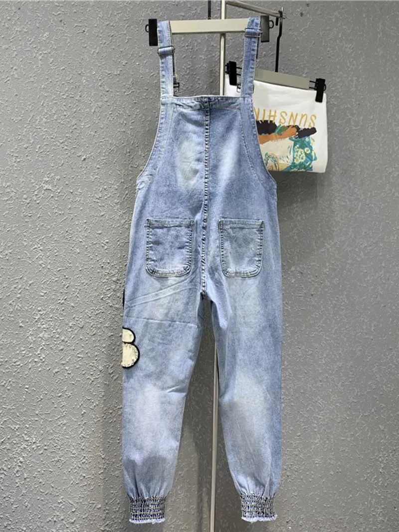 Change the World Cartoon Print Denim Overall Dungaree