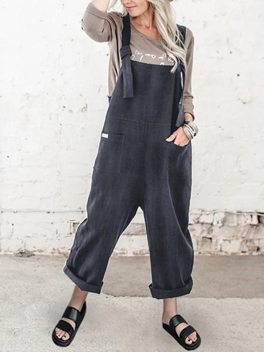 Cotton and Linen Casual Overalls