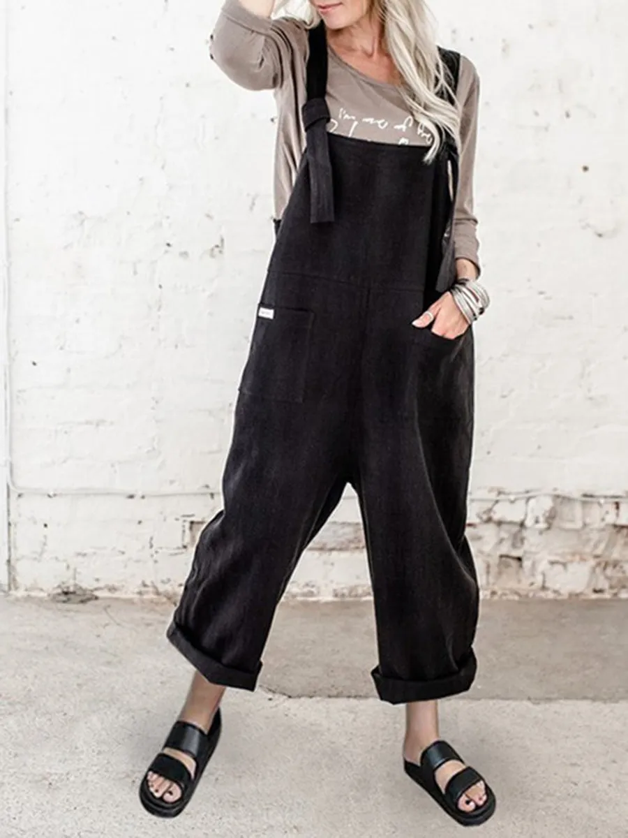 Cotton and Linen Casual Overalls