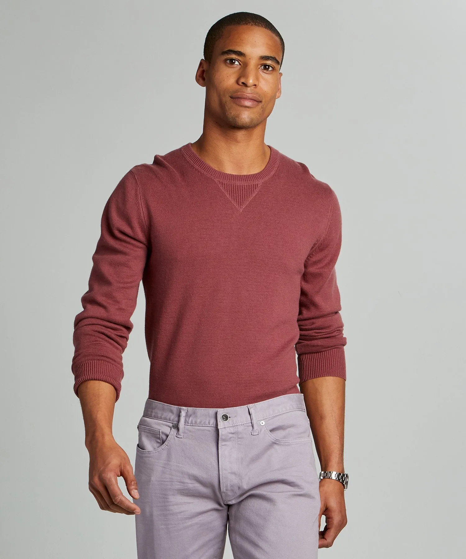 Cotton Cashmere Sweater in Mulberry