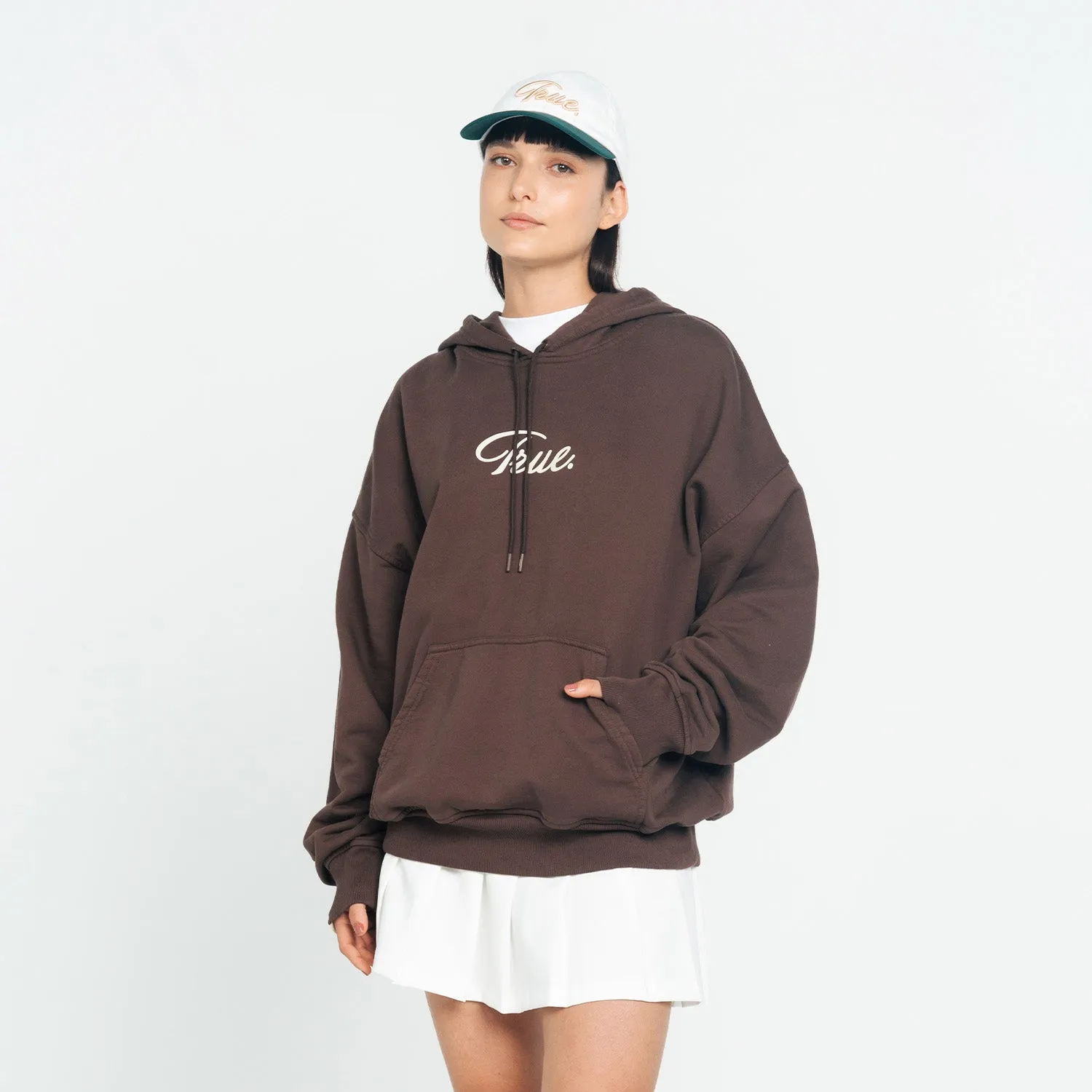 Curvy Logo Hoodie - Brown