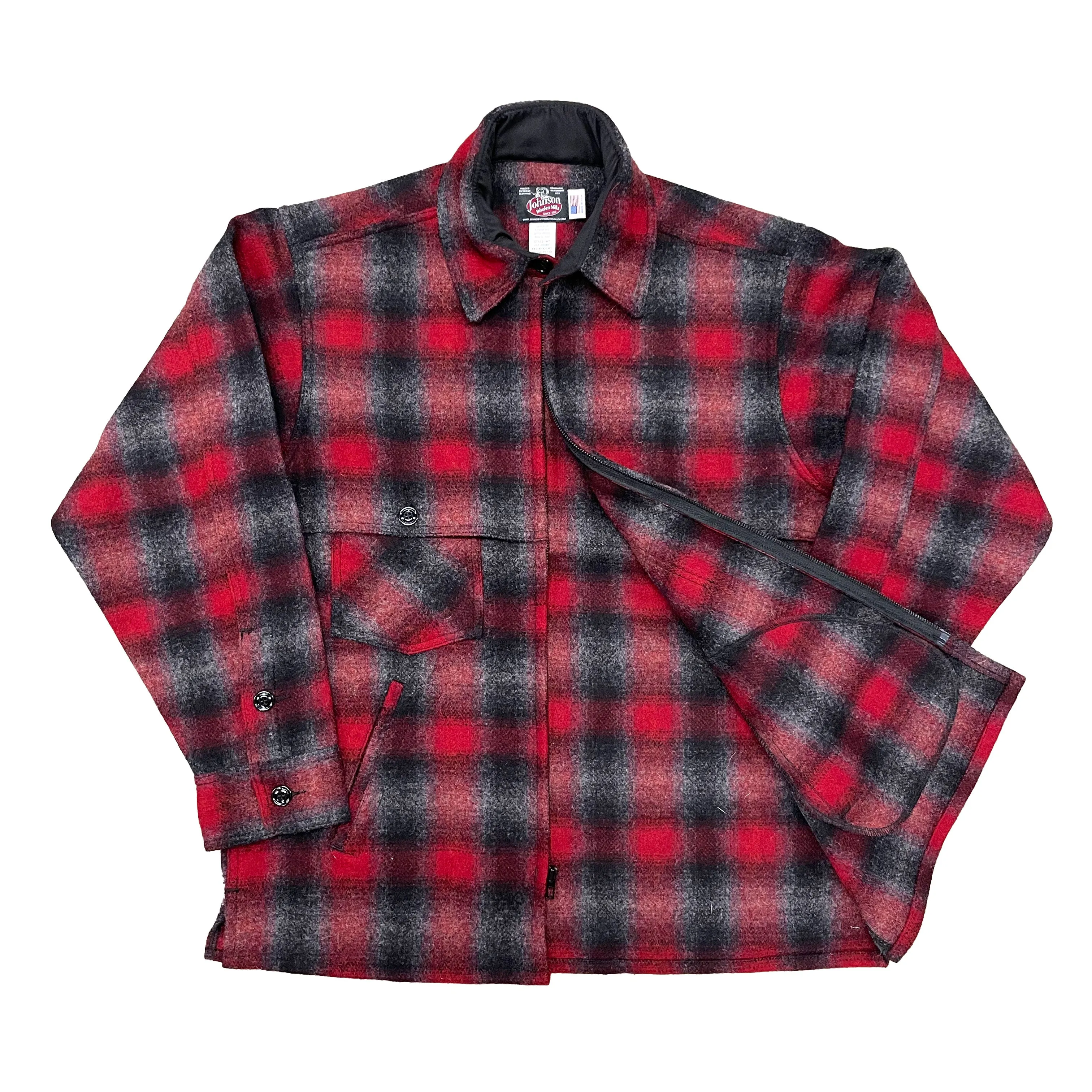 Double Cape Jac Shirt - Red Gray Muted Plaid