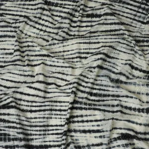 Elegant Black and White Tie-Dye Cotton Lawn Fabric with Sequin Detailing, 110 cm Width-D19656