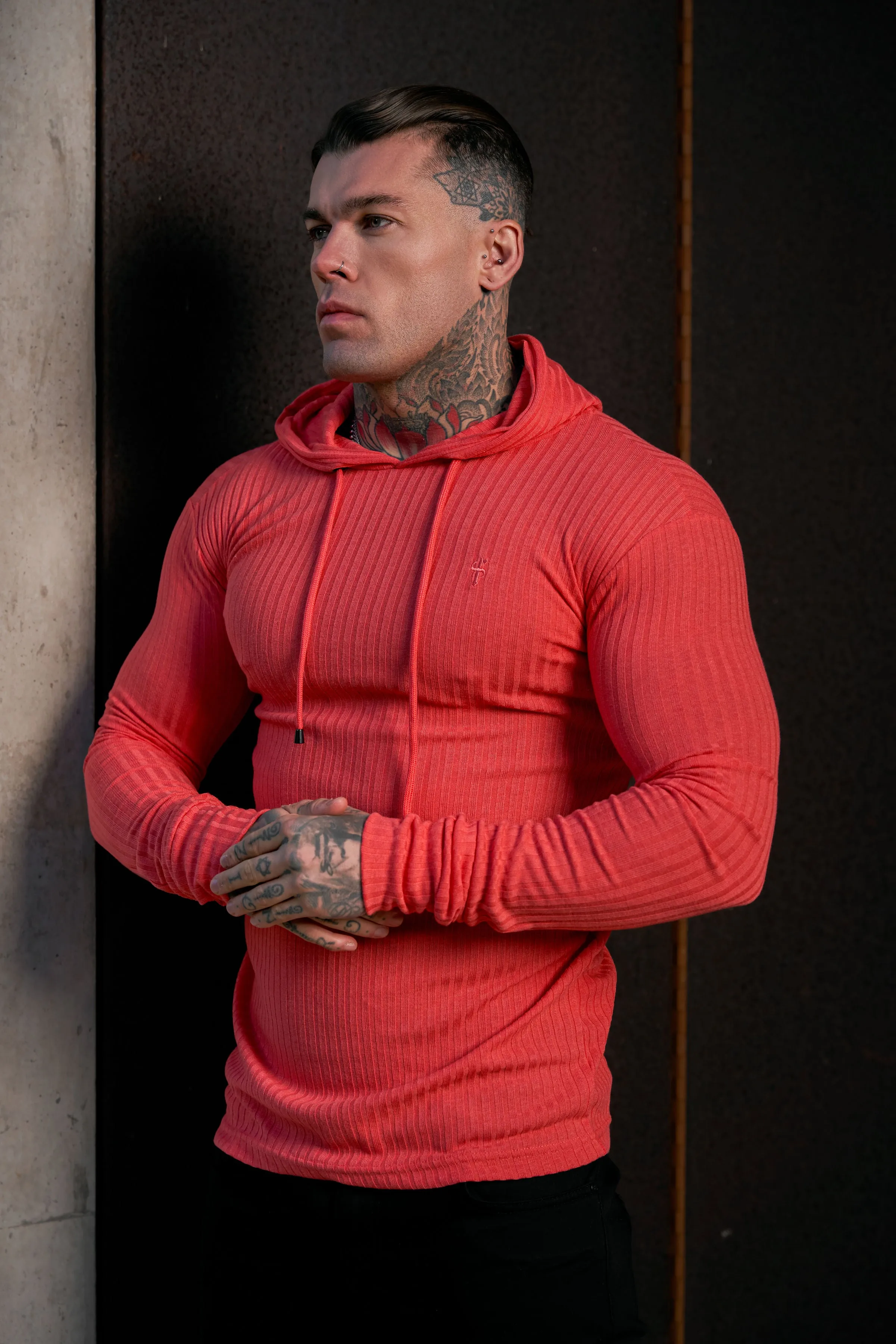 Father Sons Classic Coral Ribbed Knit Hoodie Sweater - FSH909