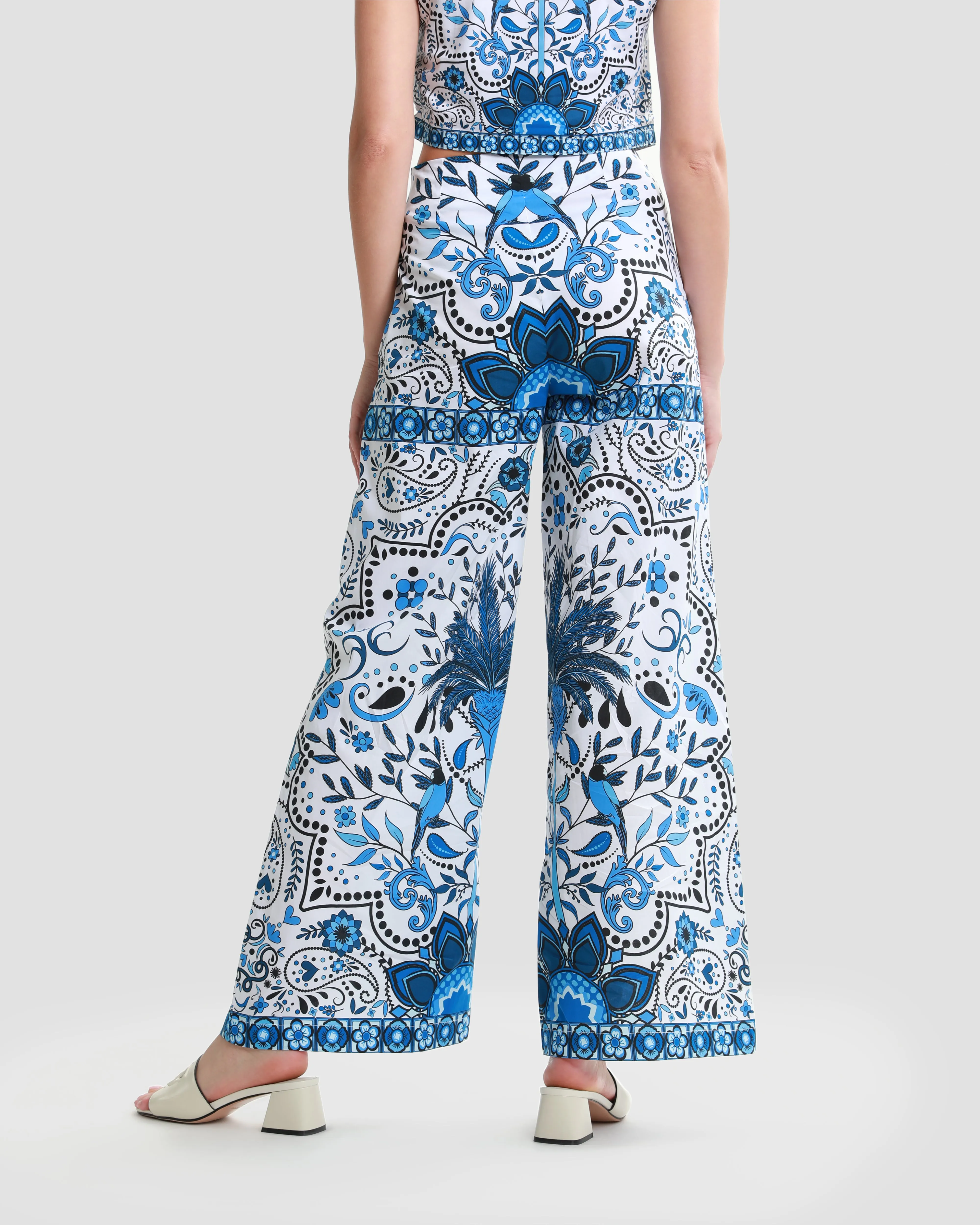 Floral Print Wide Leg Pants