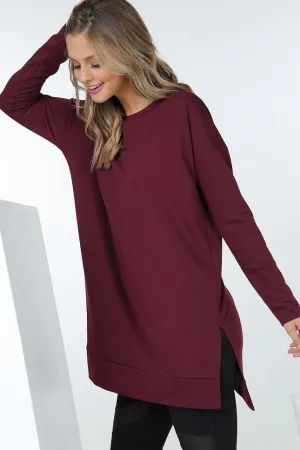 French Terry Long Sleeve Tunic Top