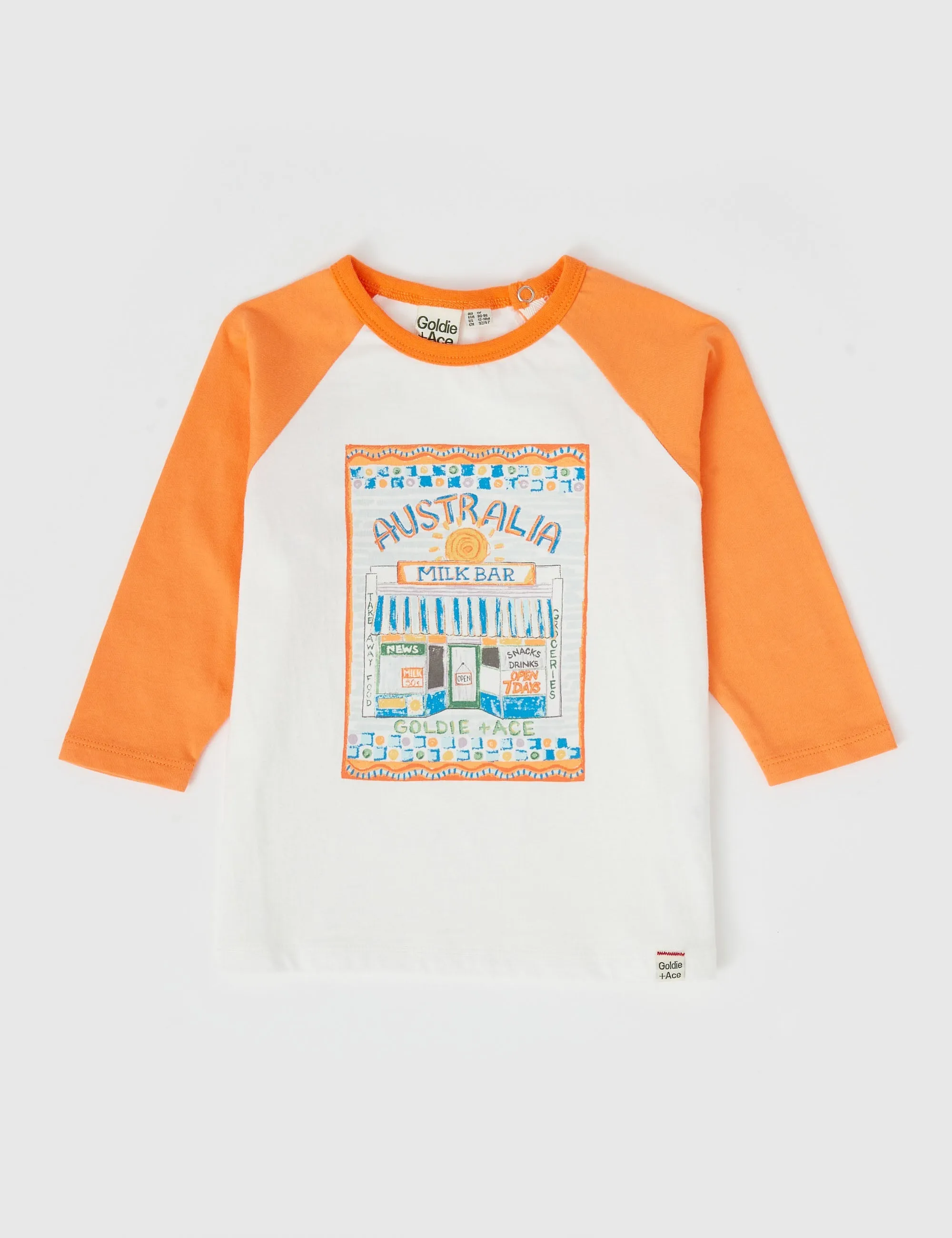 GOLDIE & ACE MILKBAR RAGLAN LONG SLEEVE TOP TANGERINE