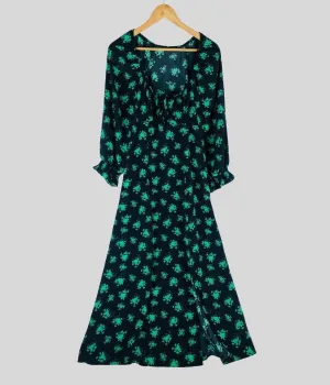 Green Floral Sweetheart Midaxi Dress