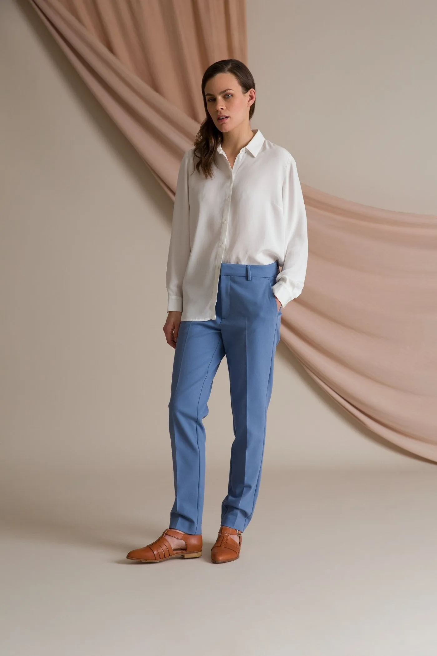 Harper Press Trousers Dusty Blue