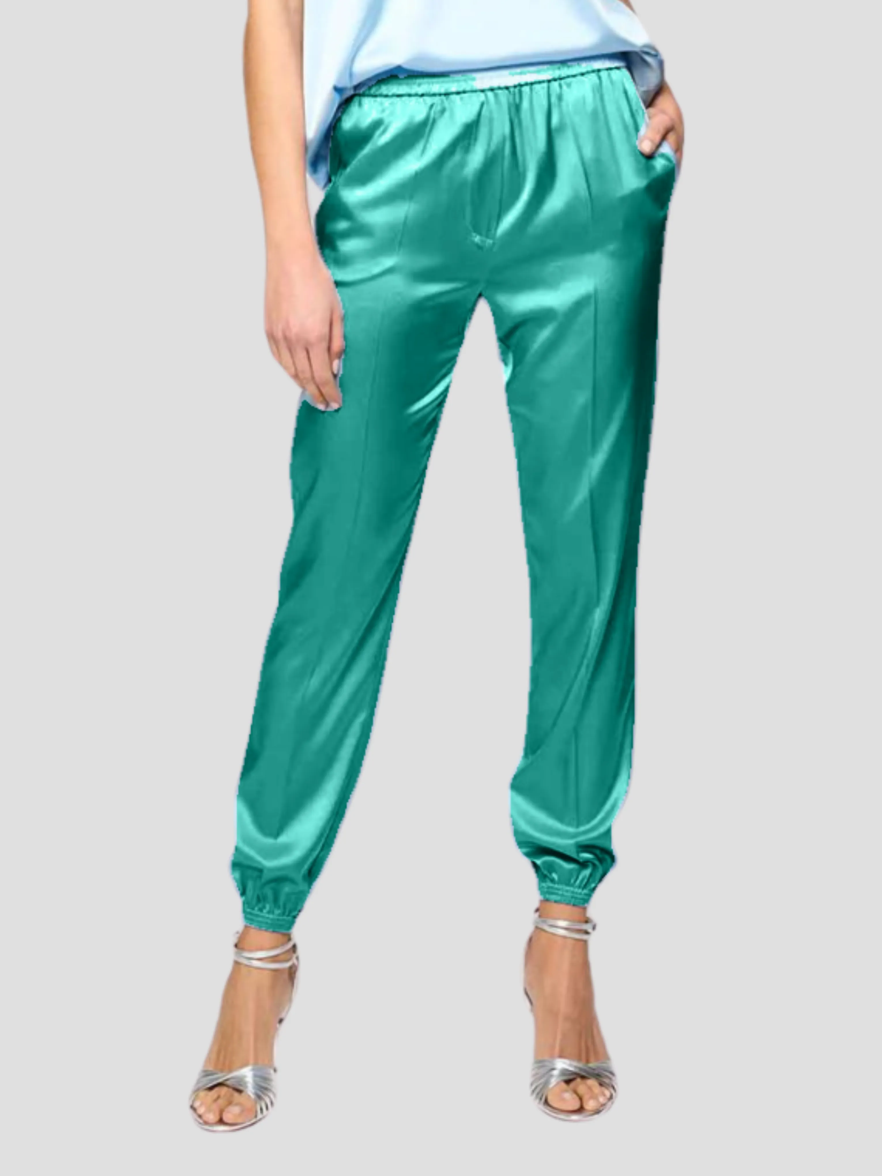 Joar Teal Silk Jogger Pant