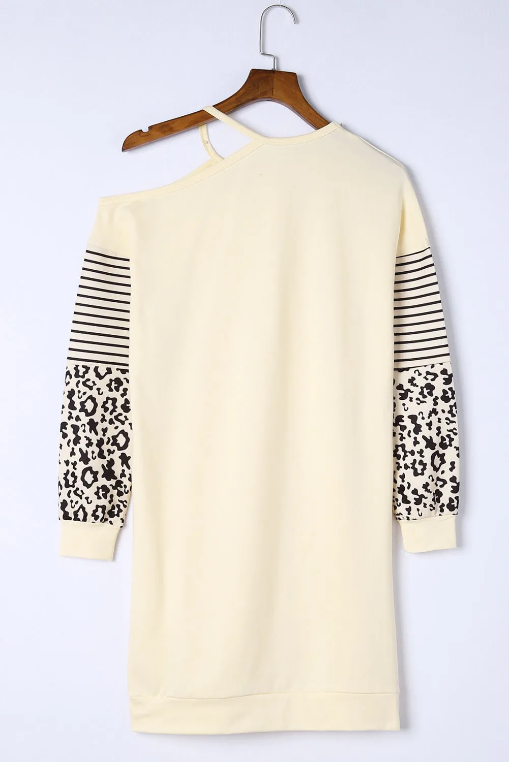 Leopard Striped Cold-Shoulder Dress