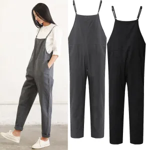 M-5XL Casual Women Side Button Strap Overalls