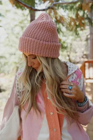 Maybelle Waffle Beanie - Rose