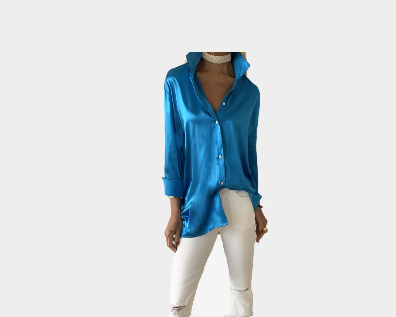 Mediterranean Blue Long Sleeve Shirt - The Santorini