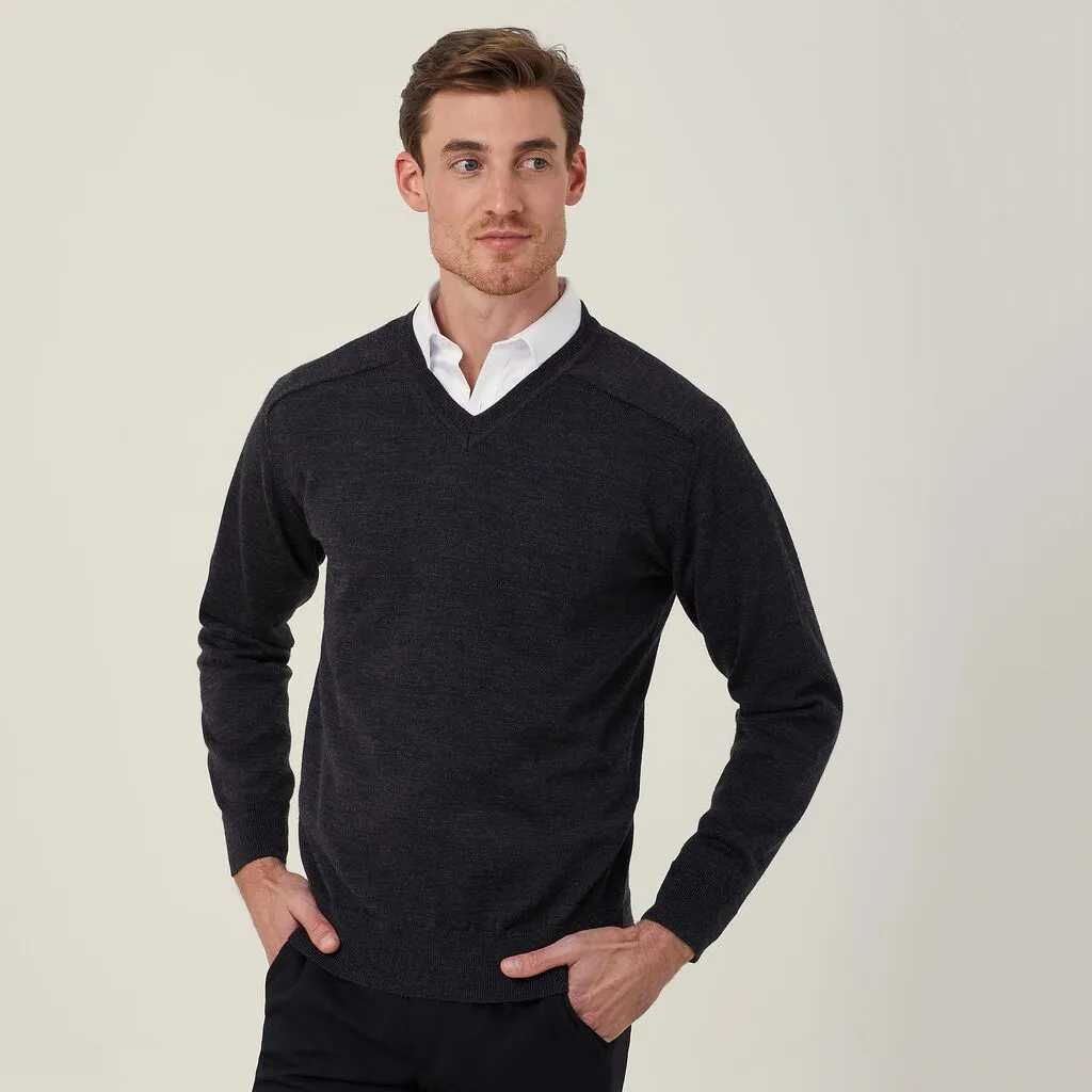 Men's Australian Merino Wool V-Neck Sweater - CATE2B