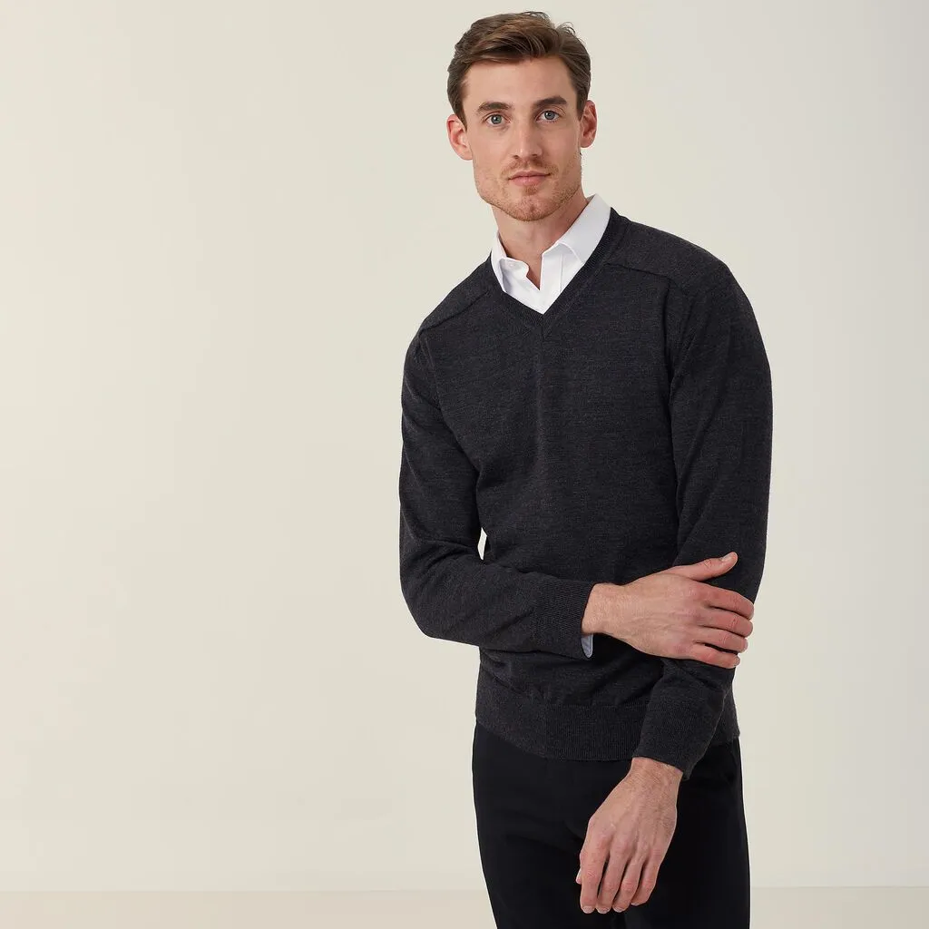 Men's Australian Merino Wool V-Neck Sweater - CATE2B