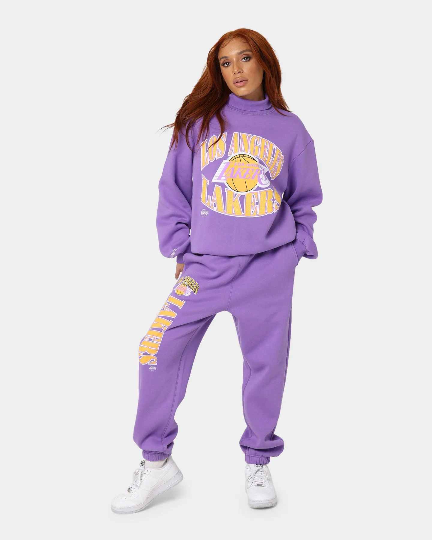 Mitchell & Ness Women's Los Angeles Lakers Arched Logo Sweat Pants Faded Purple