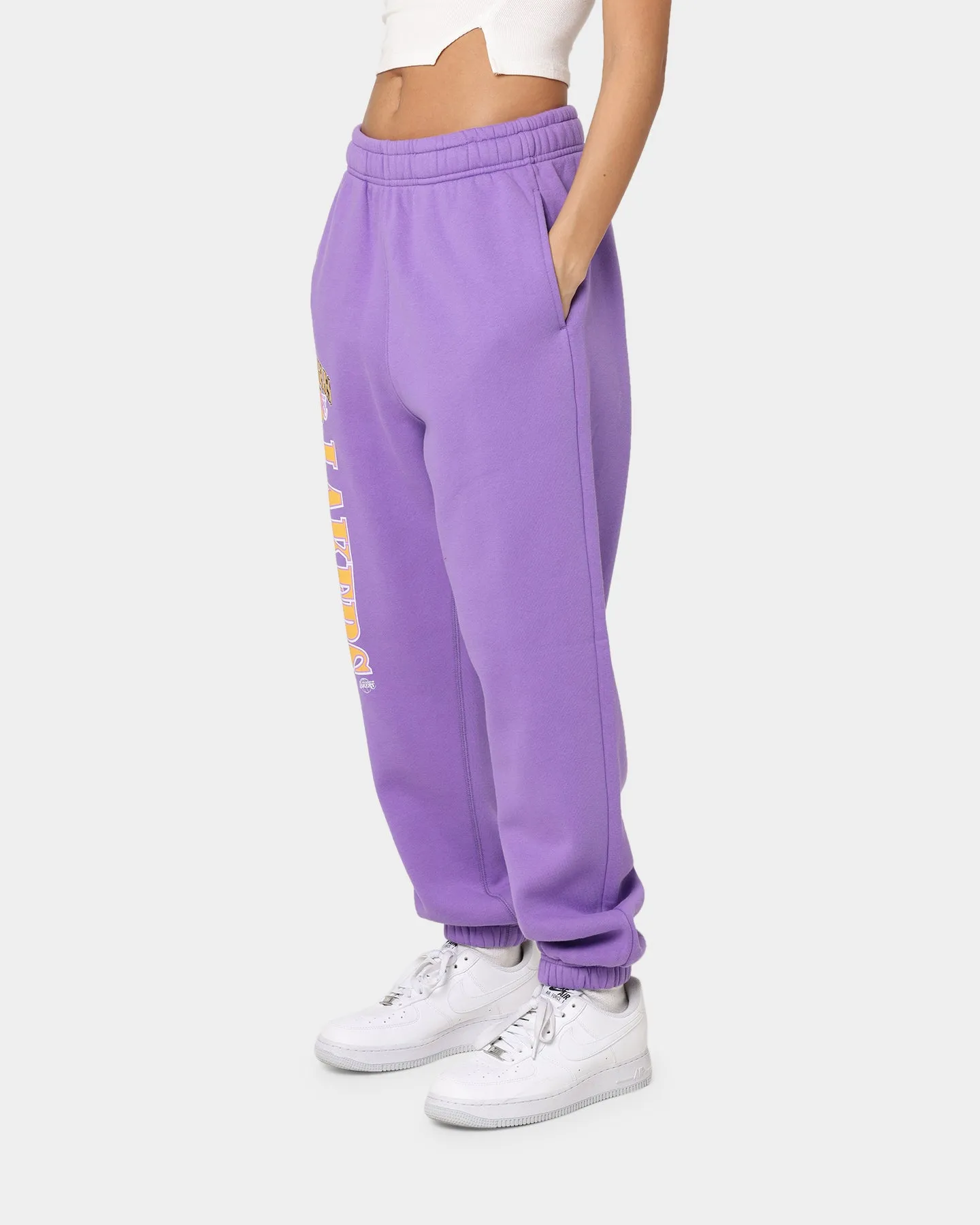 Mitchell & Ness Women's Los Angeles Lakers Arched Logo Sweat Pants Faded Purple