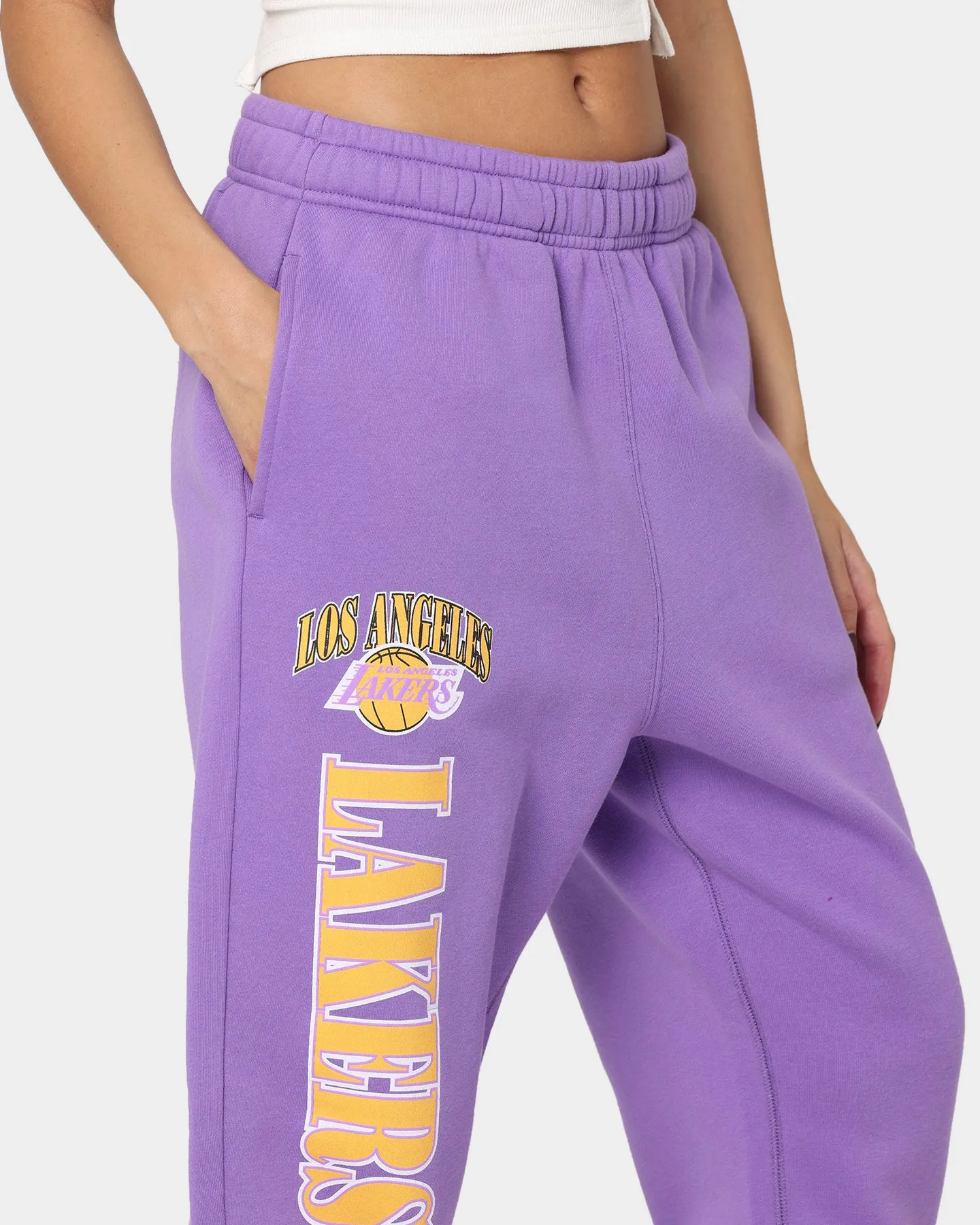 Mitchell & Ness Women's Los Angeles Lakers Arched Logo Sweat Pants Faded Purple