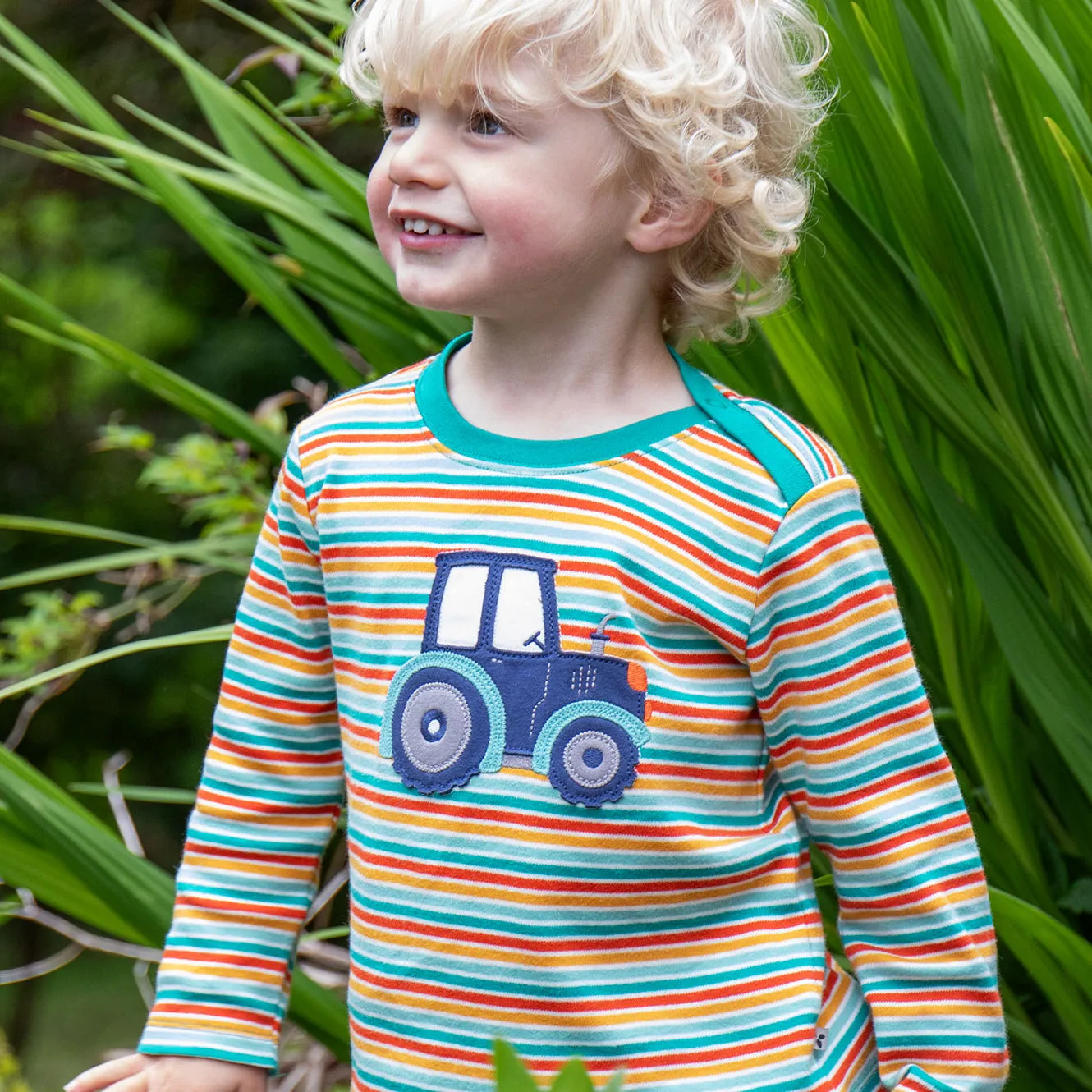 Multi-stripe tractor appliqué top