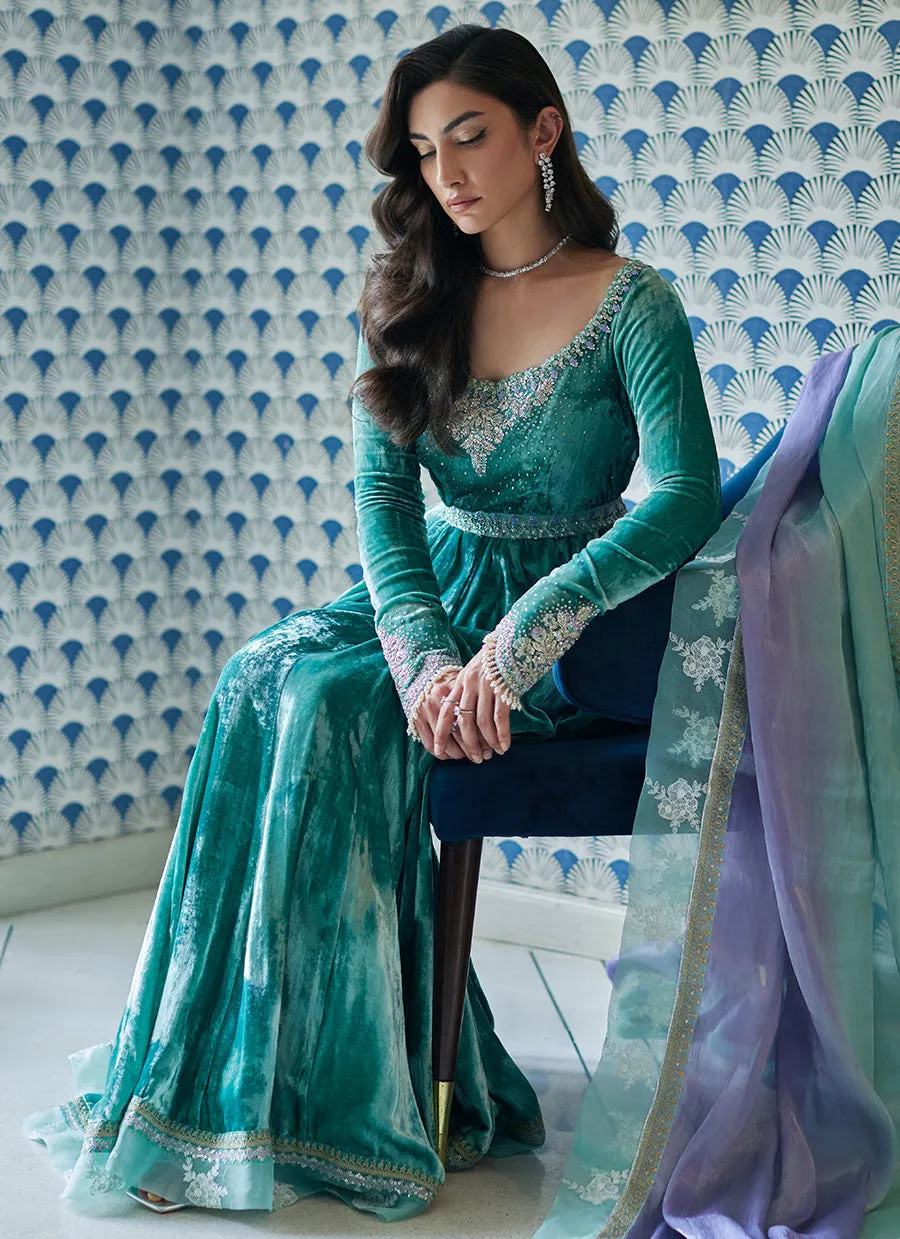 Naja Aqua Kalidaar And Dupatta