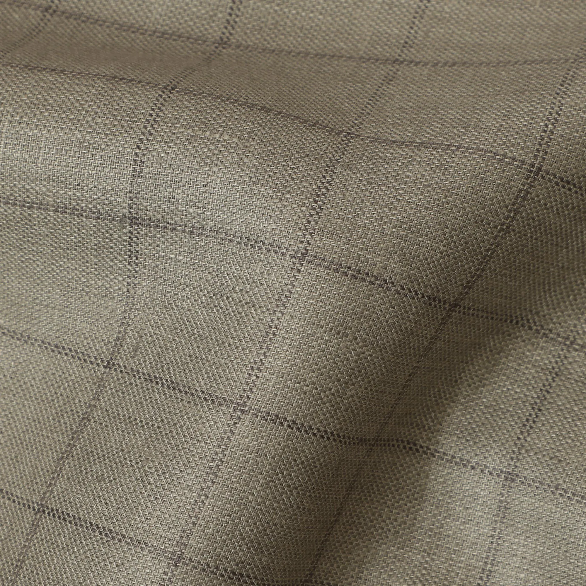 Olive Grey Checkered Thick Linen Fabric for Jacketing and Trousers, 150 cm Width-D20549