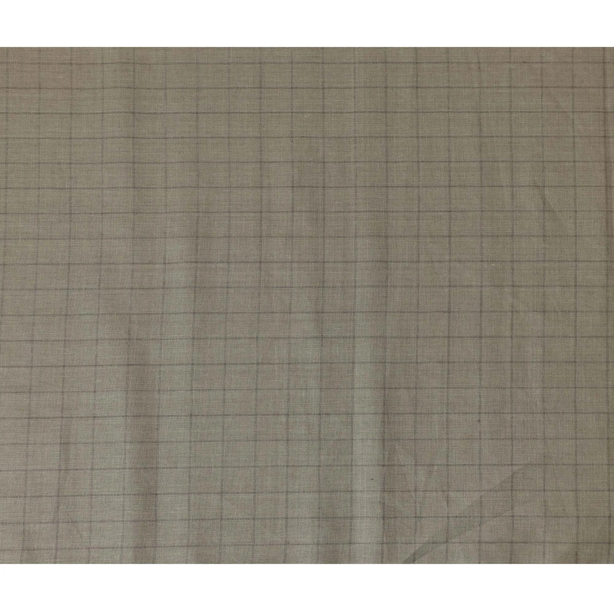 Olive Grey Checkered Thick Linen Fabric for Jacketing and Trousers, 150 cm Width-D20549