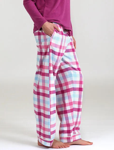 Organic Cotton Plaid Pant in Fuchsia