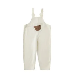 Petite Bear: Bear Overalls | White