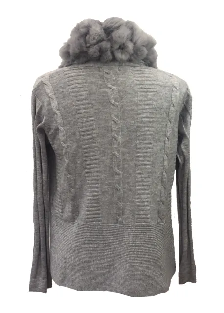 Pom Pom Cardigan in Grey