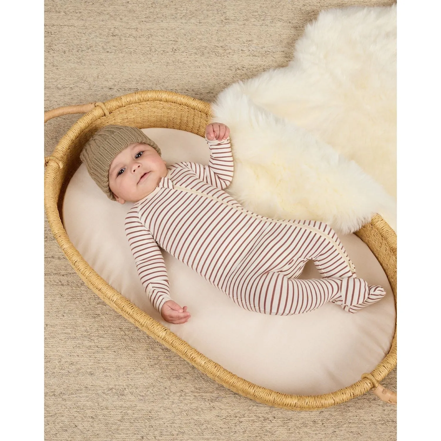 Quincy Mae Bamboo Zip Footie - Candy Stripe