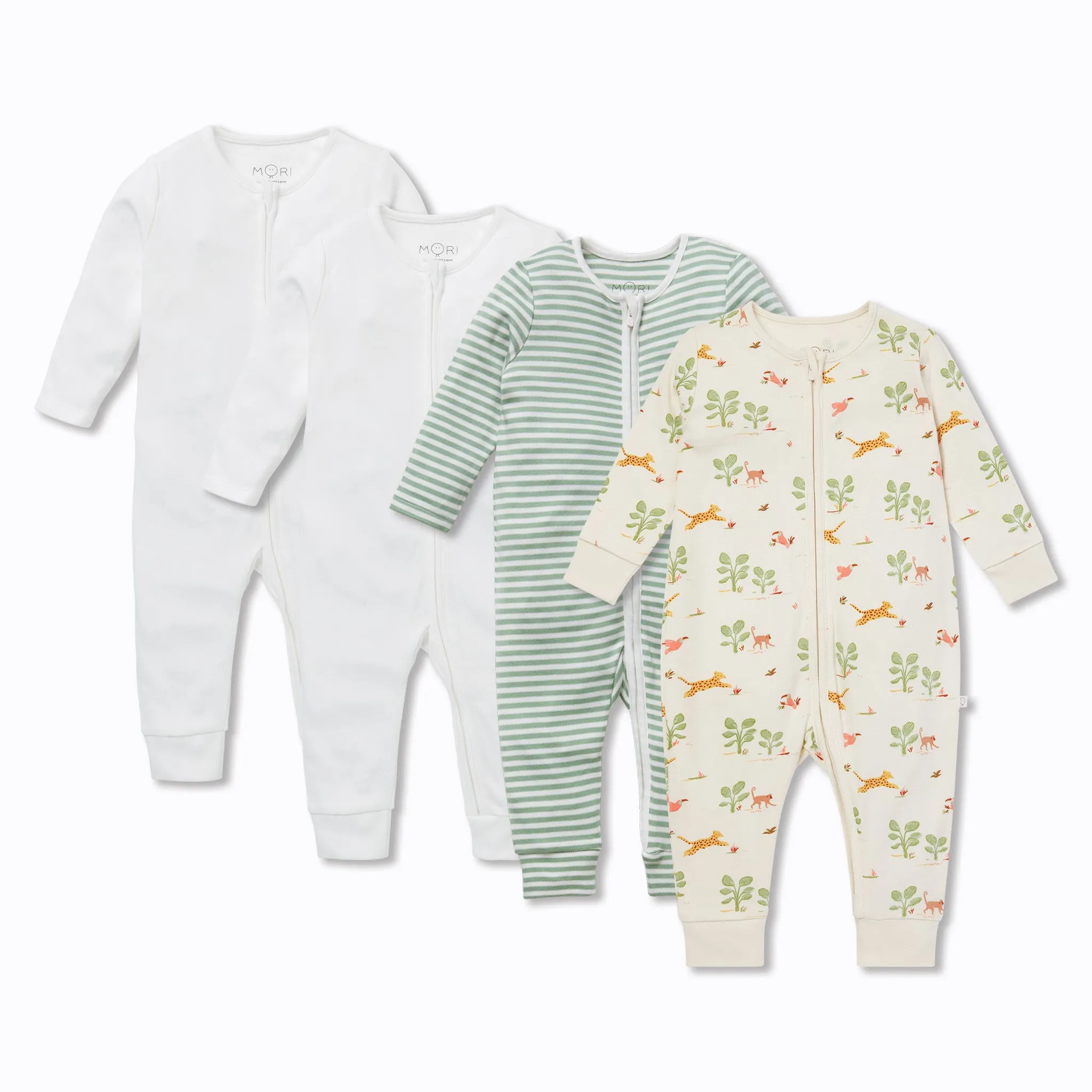 Rainforest Clever Zip Romper 4 Pack