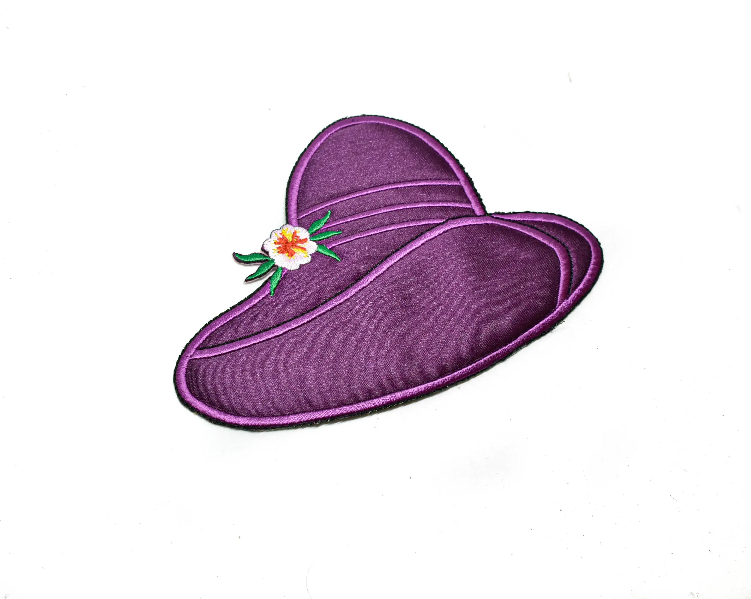 Red and Purple Satin Hat Applique 5.50" x 3.75"