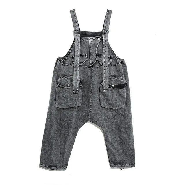 Rie High Waisted Pocket Denim Overalls