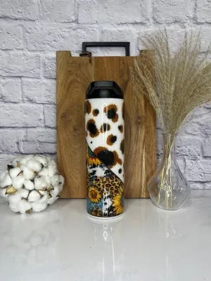 RTS 30oz Sunflower & Cow Hide Glitter Tumbler