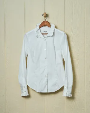 Ruffle Shirt in White Broadcloth